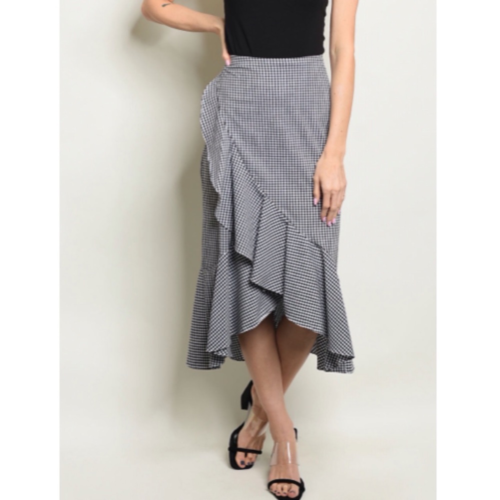 LAST (S) Gingham ruffle midi skirt - Picture 2 of 4